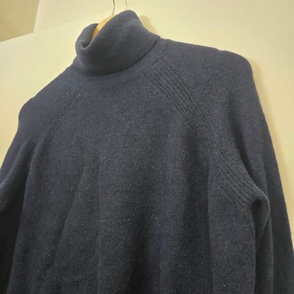 J. Crew S Softest Yarn Merino Wool & Alpaca Blend Turtleneck Long Sweater Navy - Picture 2 of 9